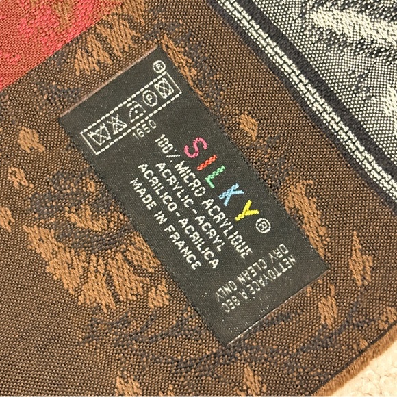 Silky Scarf Wrap Shawl Earthy Warm Tones Brown Burgundy Made In France Luxury - Picture 4 of 12